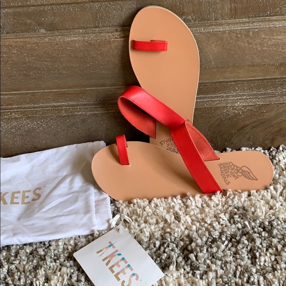 Red Ancient Greek Sandals